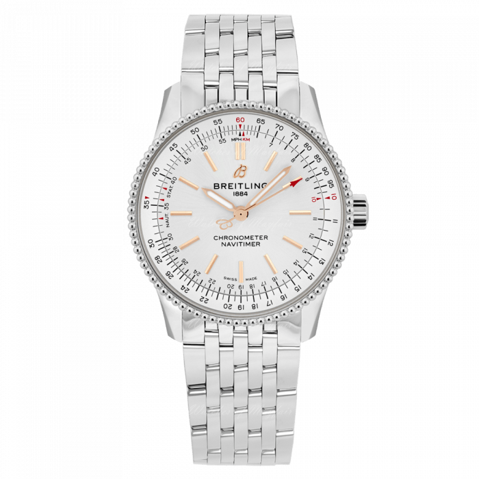 Breitling Navitimer Automatic 35 White Dial Silver Steel Strap Watch for Men - A17395F41G1A1