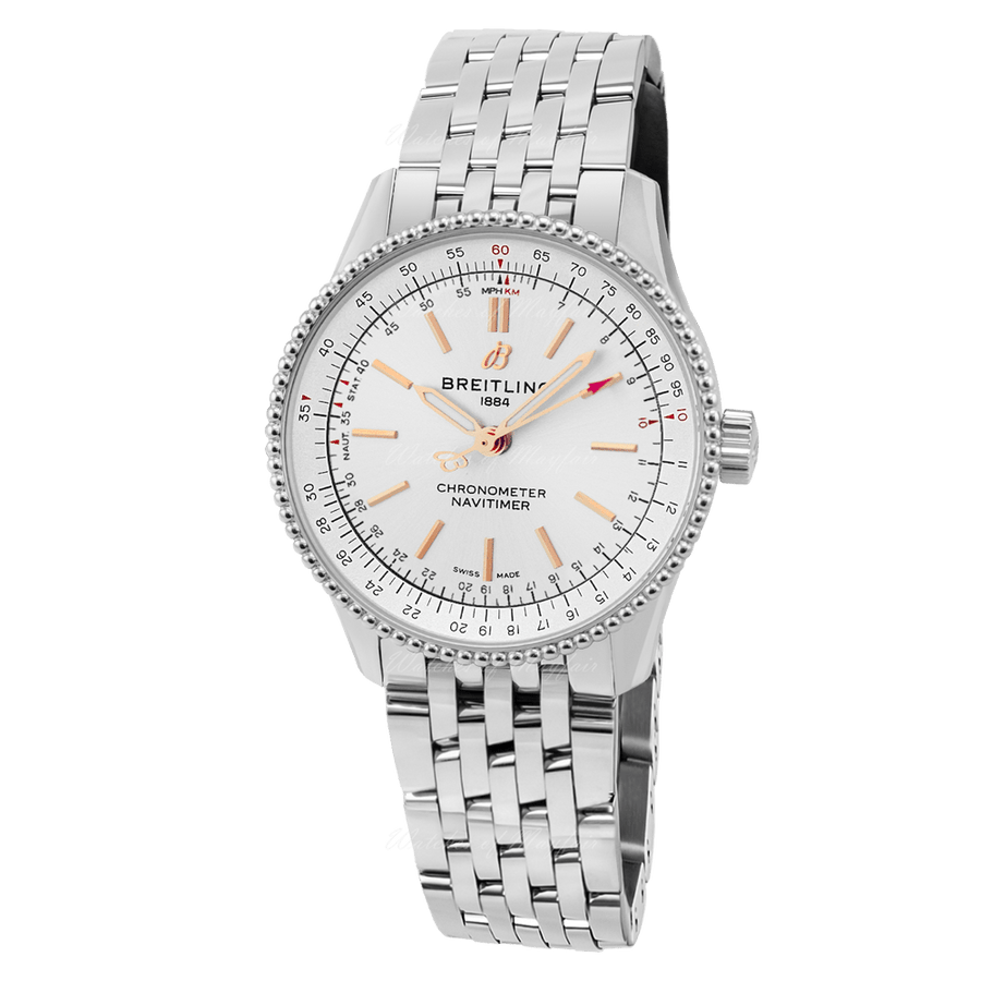Breitling Navitimer Automatic 35 White Dial Silver Steel Strap Watch for Men - A17395F41G1A1