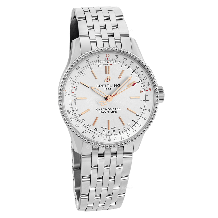 Breitling Navitimer Automatic 35 White Dial Silver Steel Strap Watch for Men - A17395F41G1A1