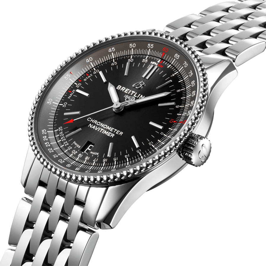 Breitling Navitimer Automatic 38mm Black Dial Stainless Steel Mens Watch - A17325241B1A1