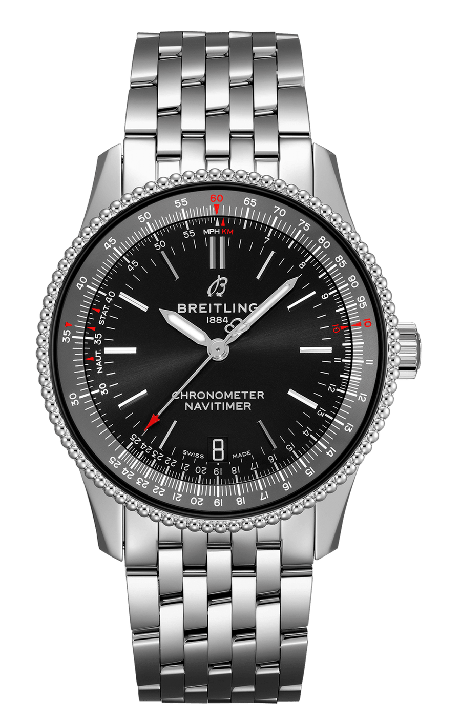 Breitling Navitimer Automatic 38mm Black Dial Stainless Steel Mens Watch - A17325241B1A1