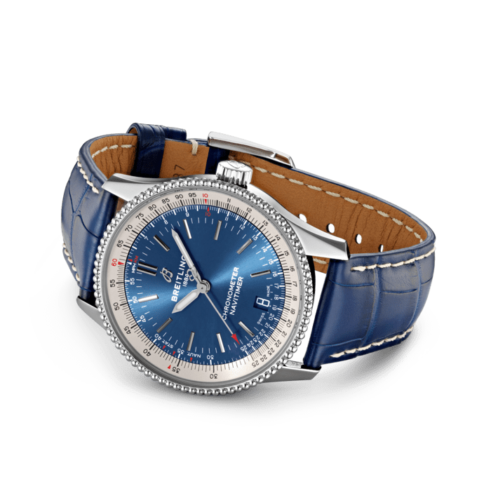 Breitling Navitimer Automatic 38mm Blue Dial Blue Leather Strap Mens Watch - A17325211C1P1