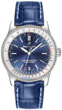 Breitling Navitimer Automatic 38mm Blue Dial Blue Leather Strap Mens Watch - A17325211C1P1