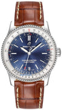 Breitling Navitimer Automatic 38mm Blue Dial Brown Leather Strap Mens Watch - A17325211C1P2