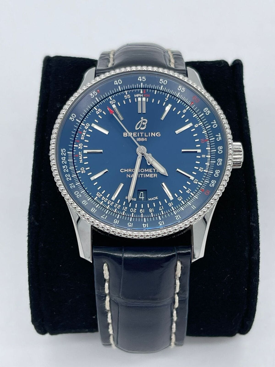 Breitling Navitimer Automatic 41 Blue Dial Blue Leather Strap Watch for Men - A17326161C1P3
