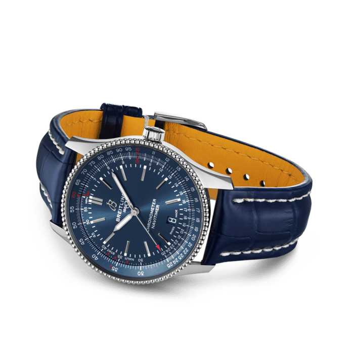 Breitling Navitimer Automatic 41 Blue Dial Blue Leather Strap Watch for Men - A17326161C1P3