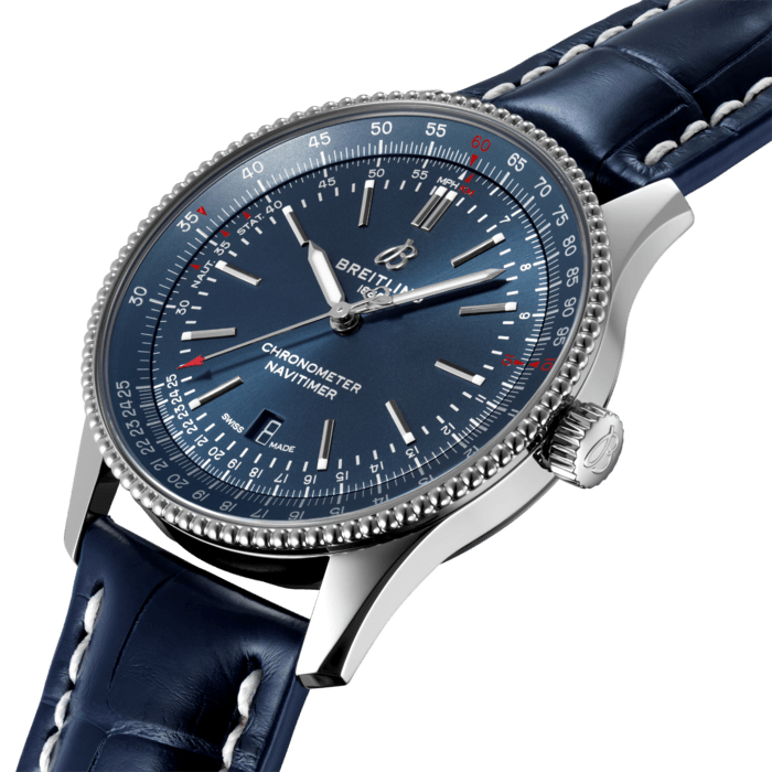 Breitling Navitimer Automatic 41 Blue Dial Blue Leather Strap Watch for Men - A17326161C1P3