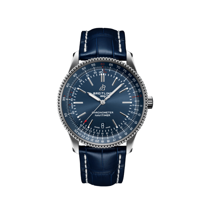Breitling Navitimer Automatic 41 Blue Dial Blue Leather Strap Watch for Men - A17326161C1P3