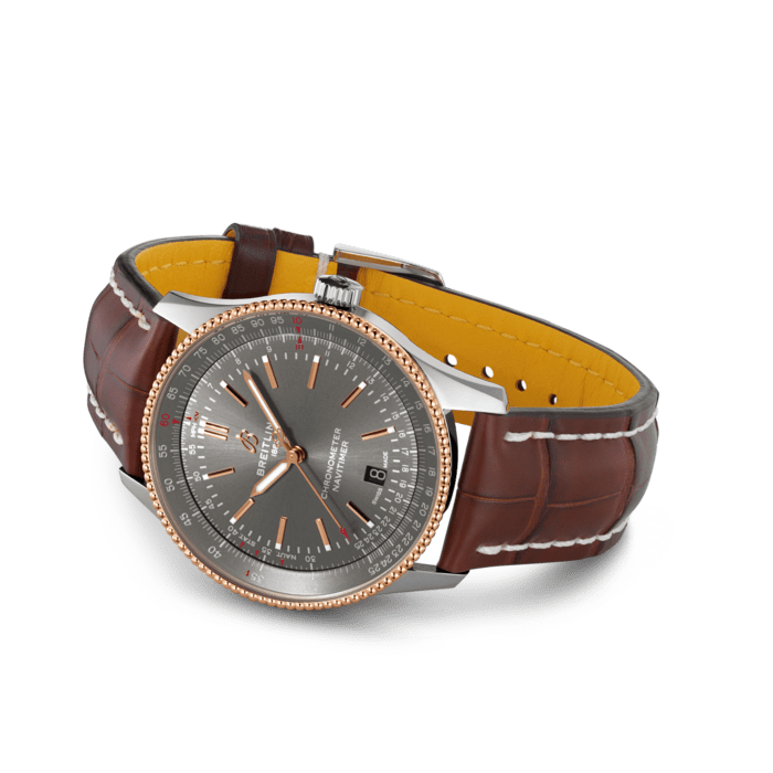 Breitling Navitimer Automatic 41 Grey Dial Brown Leather Strap Watch for Men - U17326121M1P1