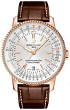 Breitling Navitimer Automatic 41 Silver Dial Brown Leather Strap Watch for Men - R17326211G1P1