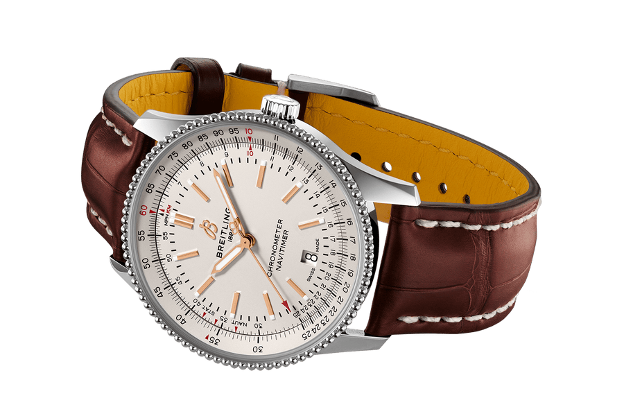 Breitling Navitimer Automatic 41 White Dial Brown Leather Strap Watch for Men - A17326211G1P2
