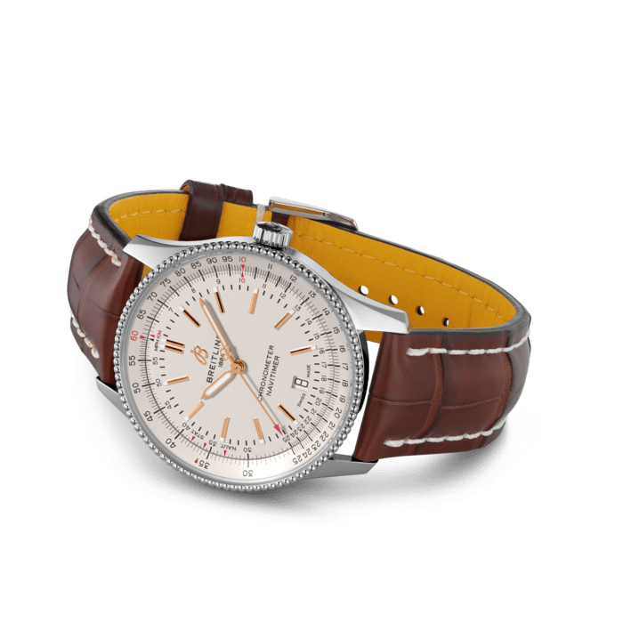 Breitling Navitimer Automatic 41 White Dial Brown Leather Strap Watch for Men - A17326211G1P2