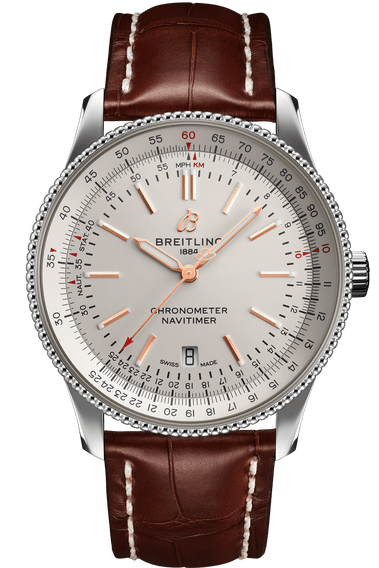 Breitling Navitimer Automatic 41 White Dial Brown Leather Strap Watch for Men - A17326211G1P2