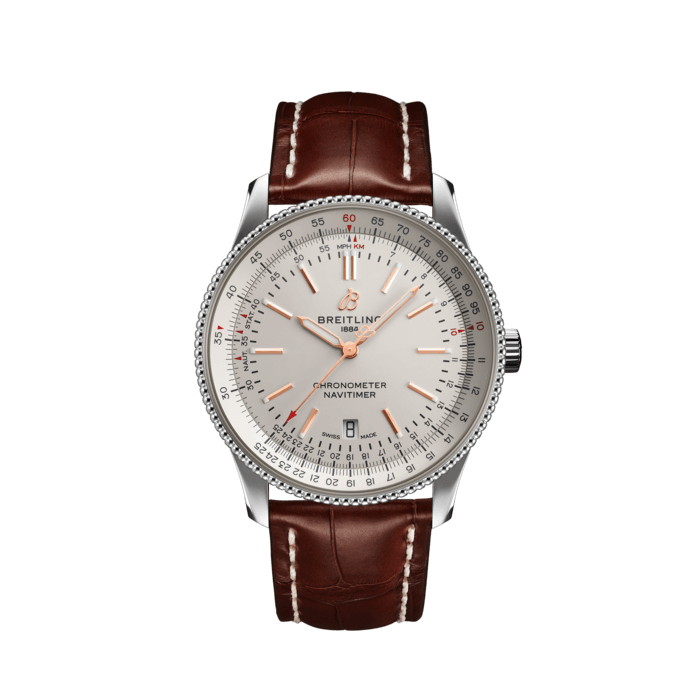 Breitling Navitimer Automatic 41 White Dial Brown Leather Strap Watch for Men - A17326211G1P2