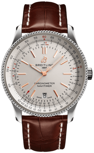 Breitling Navitimer Automatic 41 White Dial Brown Leather Strap Watch for Men - A17326211G1P2