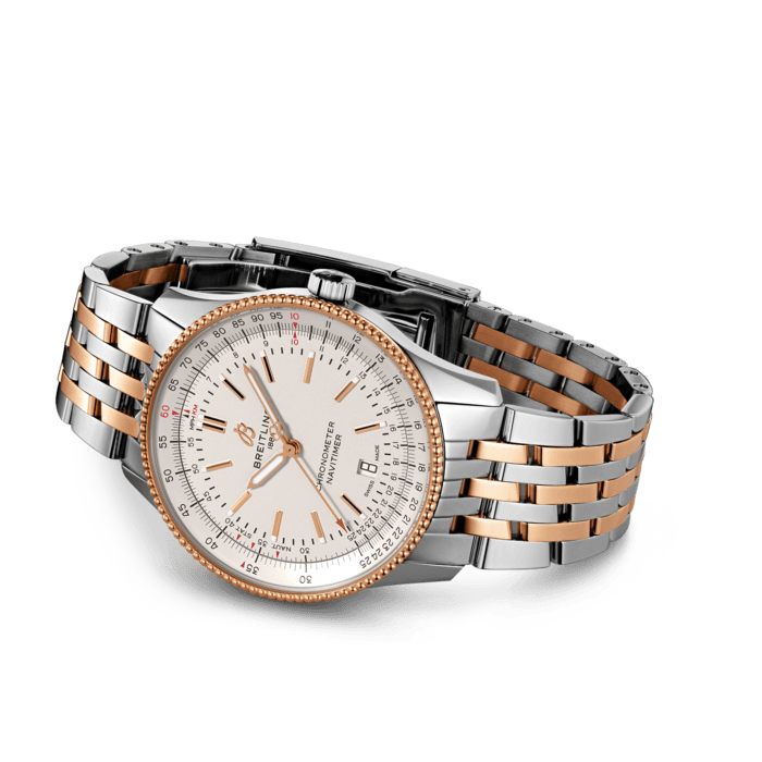 Breitling Navitimer Automatic 41 White Dial Two Tone Steel Strap Watch for Men - U17326211G1U1