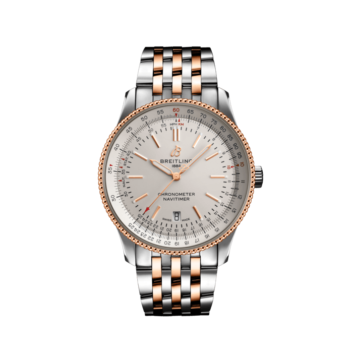 Breitling Navitimer Automatic 41 White Dial Two Tone Steel Strap Watch for Men - U17326211G1U1