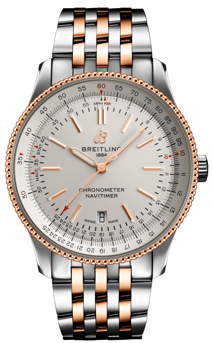 Breitling Navitimer Automatic 41 White Dial Two Tone Steel Strap Watch for Men - U17326211G1U1