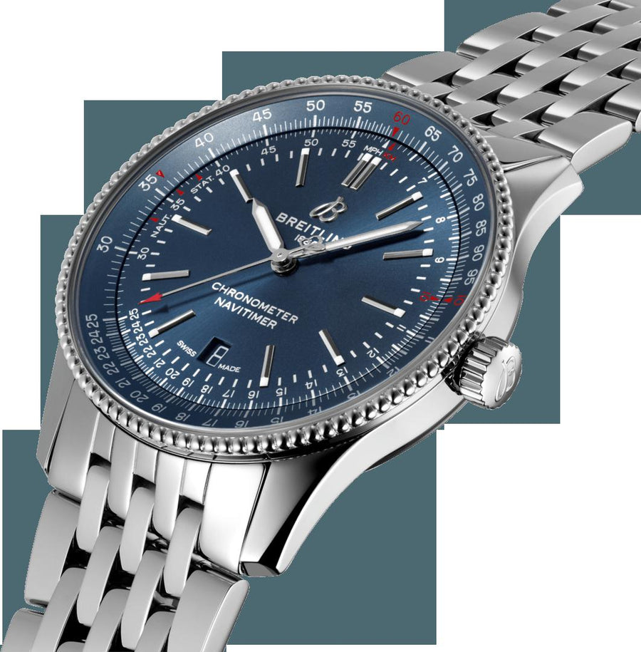 Breitling Navitimer Automatic 41mm Blue Dial Silver Steel Strap Watch for Men - A17326161C1A1