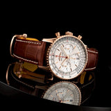 Breitling Navitimer B01 Chronograph 41 White Dial Brown Leather Strap Watch for Men - RB0139211G1P1