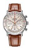 Breitling Navitimer B01 Chronograph 41 White Dial Brown Leather Strap Watch for Men - AB0139211G1P1