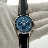 Breitling Navitimer B01 Chronograph 41 Blue Dial Black Leather Strap Watch for Men - AB0139241C1P1