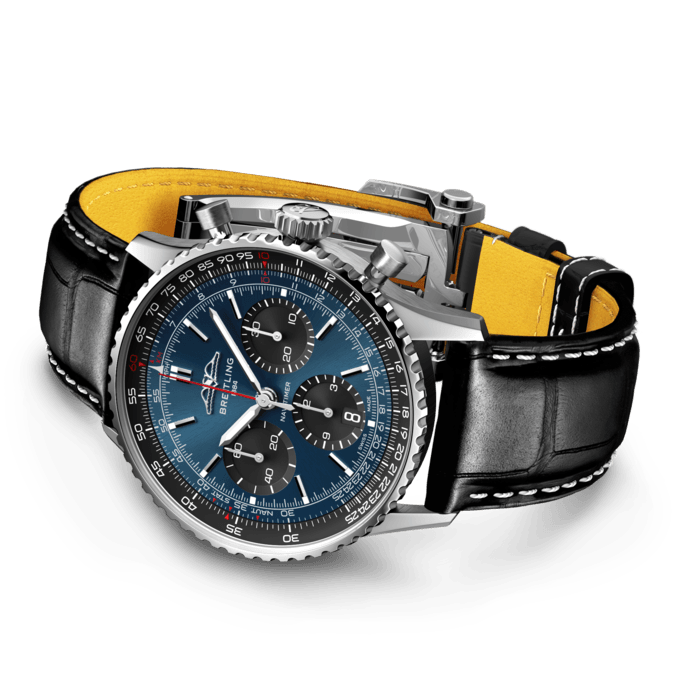 Breitling Navitimer B01 Chronograph 41 Blue Dial Black Leather Strap Watch for Men - AB0139241C1P1
