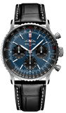 Breitling Navitimer B01 Chronograph 41 Blue Dial Black Leather Strap Watch for Men - AB0139241C1P1