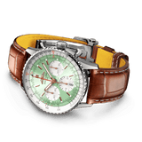 Breitling Navitimer B01 Chronograph 41 Green Dial Brown Leather Strap Watch for Men - AB0139211L1P1