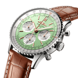 Breitling Navitimer B01 Chronograph 41 Green Dial Brown Leather Strap Watch for Men - AB0139211L1P1