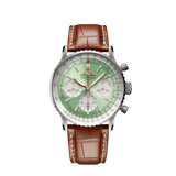 Breitling Navitimer B01 Chronograph 41 Green Dial Brown Leather Strap Watch for Men - AB0139211L1P1