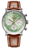 Breitling Navitimer B01 Chronograph 41 Green Dial Brown Leather Strap Watch for Men - AB0139211L1P1