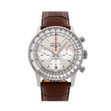 Breitling Navitimer B01 Chronograph 41 White Dial Brown Leather Strap Watch for Men - AB0139211G1P1