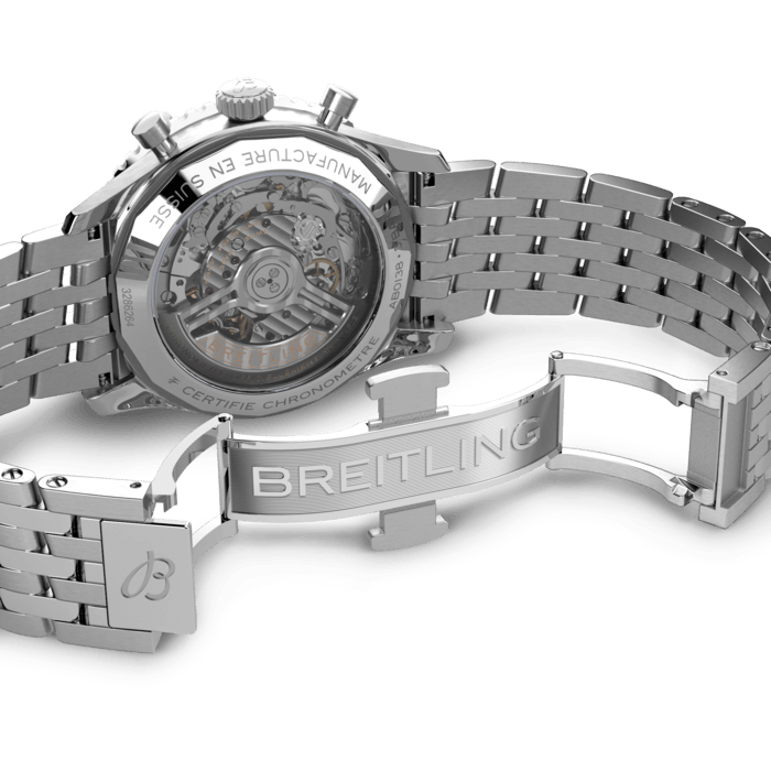 Breitling Navitimer B01 Chronograph 43 Black Dial Silver Steel Strap Watch for Men - AB0138211B1A1