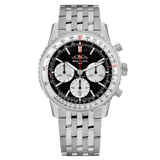 Breitling Navitimer B01 Chronograph 43 Black Dial Silver Steel Strap Watch for Men - AB0138211B1A1
