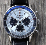 Breitling Navitimer B01 Chronograph 43 Blue Dial Black Leather Strap Watch for Men - AB0138241C1P1