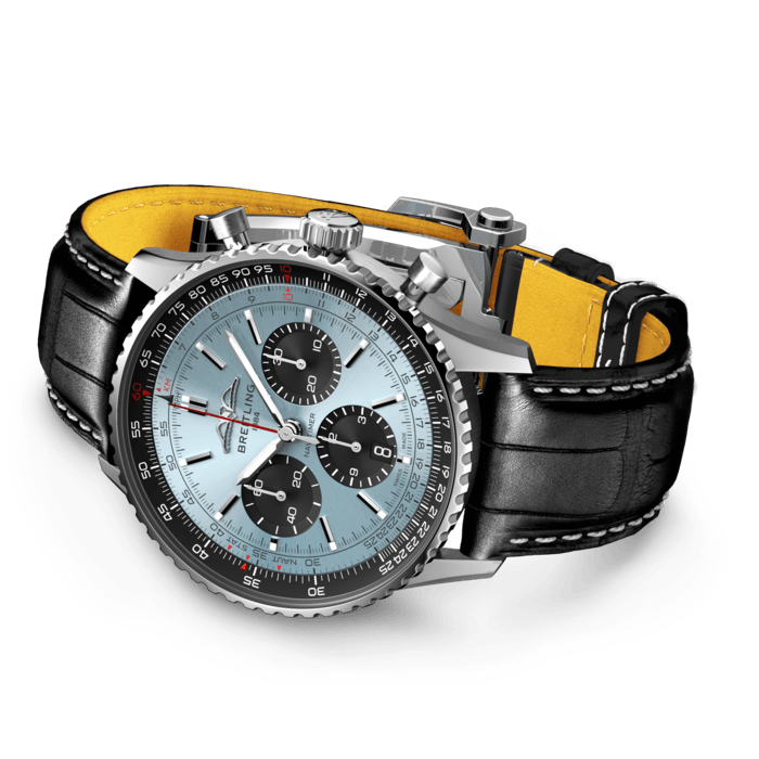 Breitling Navitimer B01 Chronograph 43 Blue Dial Black Leather Strap Watch for Men - AB0138241C1P1