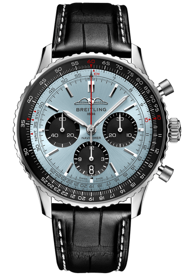 Breitling Navitimer B01 Chronograph 43 Blue Dial Black Leather Strap Watch for Men - AB0138241C1P1