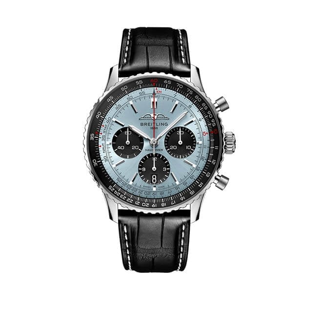Breitling Navitimer B01 Chronograph 43 Blue Dial Black Leather Strap Watch for Men - AB0138241C1P1