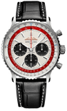 Breitling Navitimer B01 Chronograph 43 Boeing 747 White Dial Black Leather Strap Watch for Men - AB01383B1G1P1