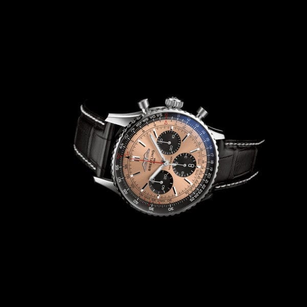 Breitling Navitimer B01 Chronograph 43 Brown Dial Black Leather Strap Watch for Men - AB0138241K1P1