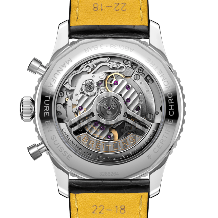 Breitling Navitimer B01 Chronograph 43 Silver Dial Black Leather Strap Watch for Men - AB0138241G1P1