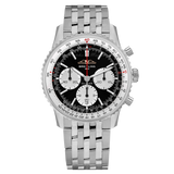 Breitling Navitimer B01 Chronograph 43 Black Dial Silver Steel Strap Watch for Men - AB0138211B1A1