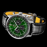 Breitling Navitimer B01 Chronograph 46 Green Dial Black Leather Strap Watch for Men - AB0137241L1P1