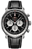 Breitling Navitimer B01 Chronograph 46 Black Dial Black Leather Strap Watch for Men - AB0137211B1P1