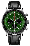 Breitling Navitimer B01 Chronograph 46 Green Dial Black Leather Strap Watch for Men - AB0137241L1P1