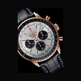 Breitling Navitimer B01 Chronograph 46 Silver Dial Black Leather Strap Watch for Men - RB0137241G1P1