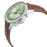 Breitling Navitimer B01 Chronograph 41 Green Dial Brown Leather Strap Watch for Men - AB0139211L1P1