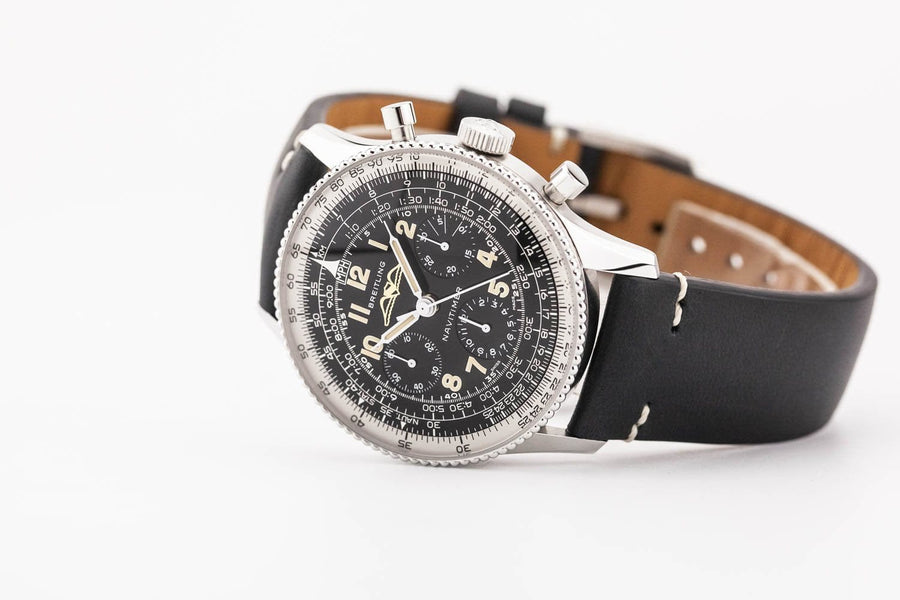 Breitling Navitimer Ref. 806 1959 Re-Edition Black Dial Brown Leather Strap Watch for Men - AB0910371B1X1