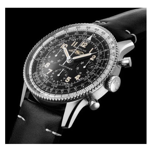 Breitling Navitimer Ref. 806 1959 Re-Edition Black Dial Brown Leather Strap Watch for Men - AB0910371B1X1